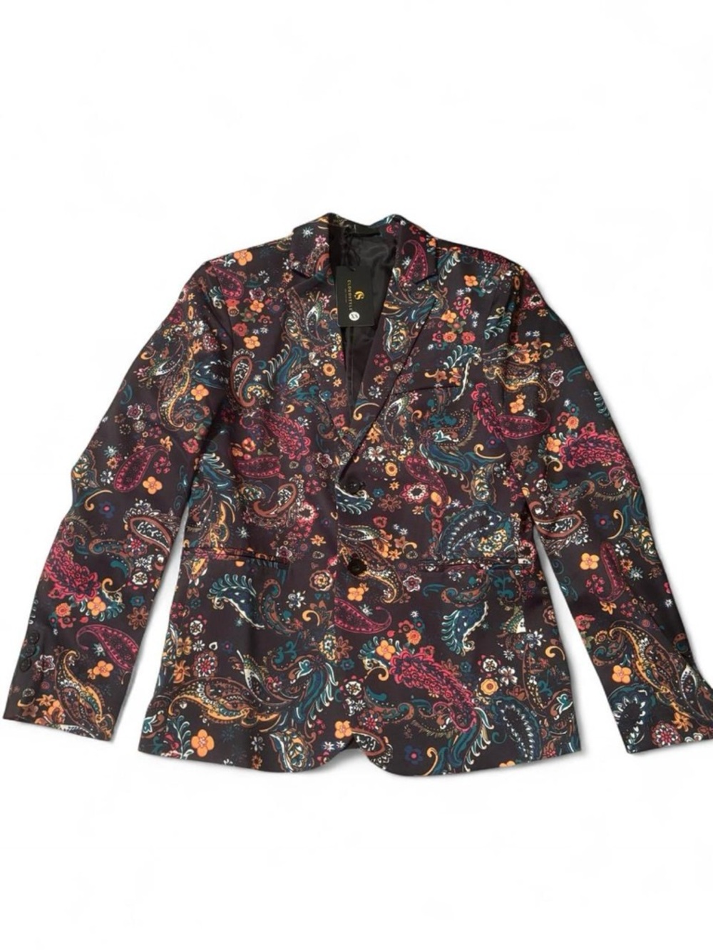 Men's Black Paisley Print Blazer